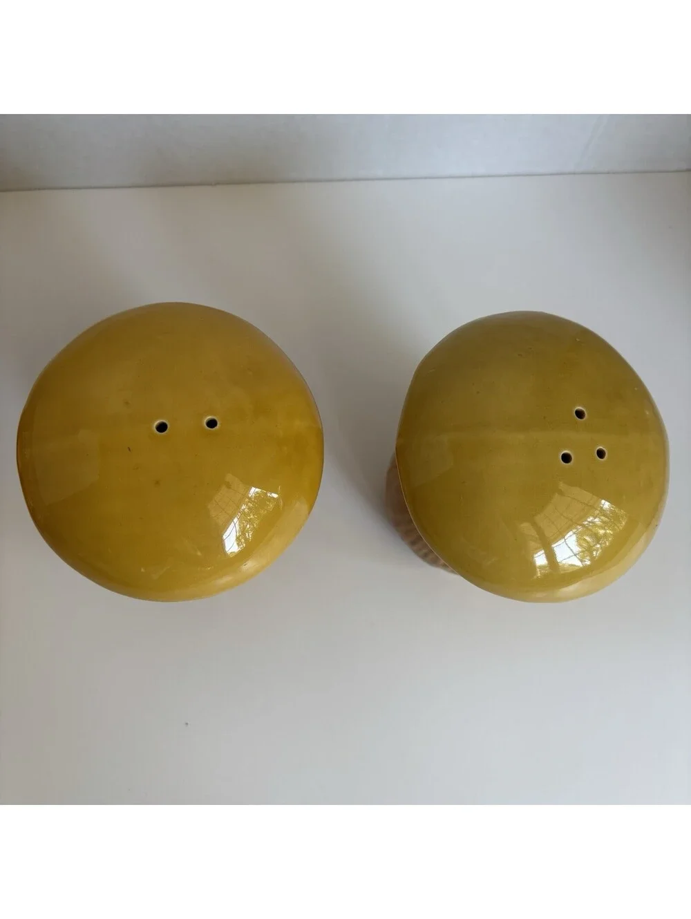 Vintage Yellow Mustard MUSHROOM SALT & PEPPER Shakers SET WITH BOX Japan